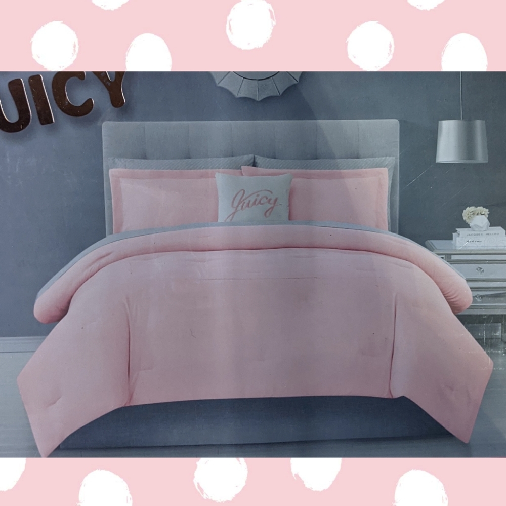 🆕 Blush Pink Cal King 8pc Comforter Bed Set 🩷 Juicy Couture